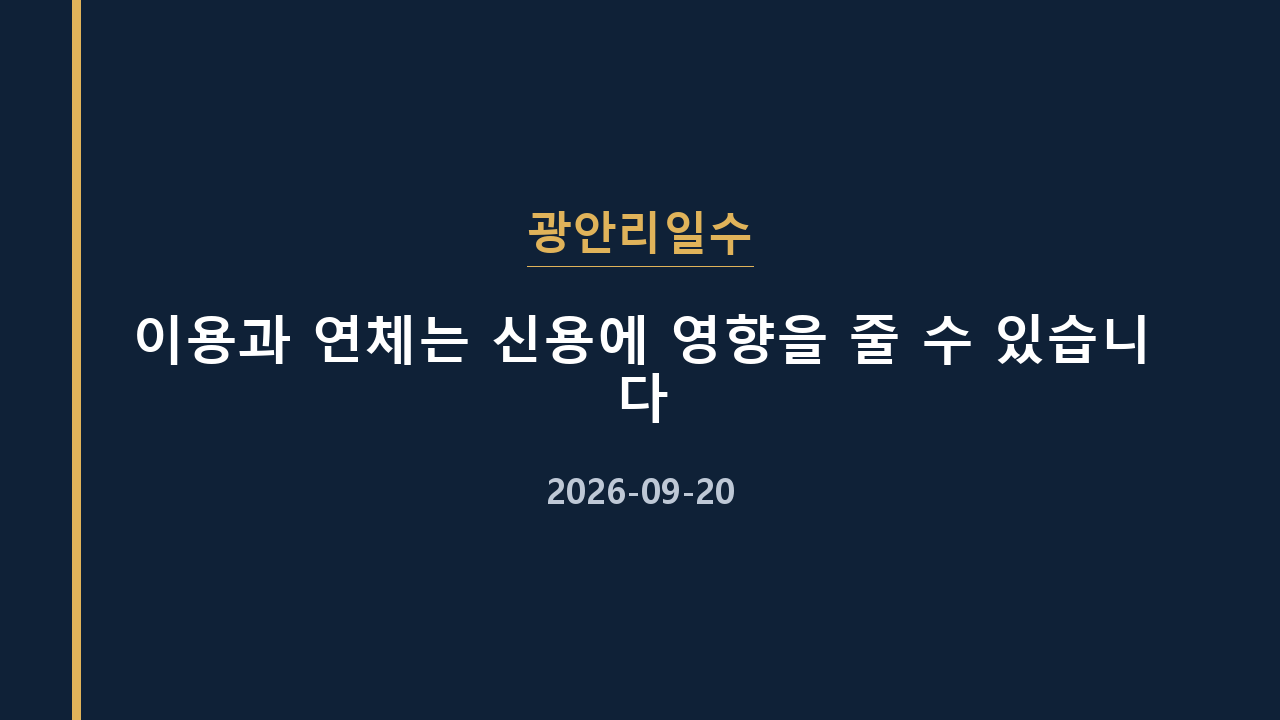 광안리일수 이용과 연체는 신용에 영향을 줄 수 있습니다
