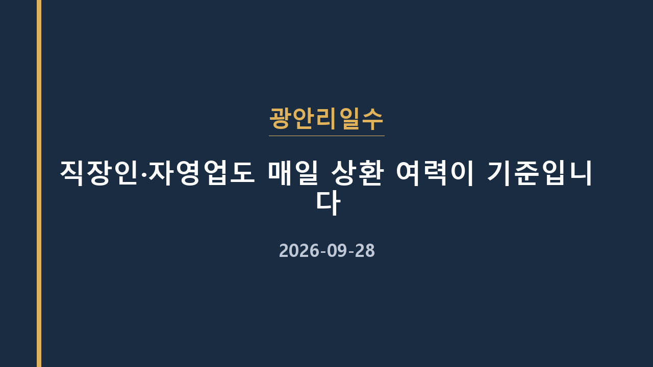 광안리일수 직장인·자영업도 매일 상환 여력이 기준입니다